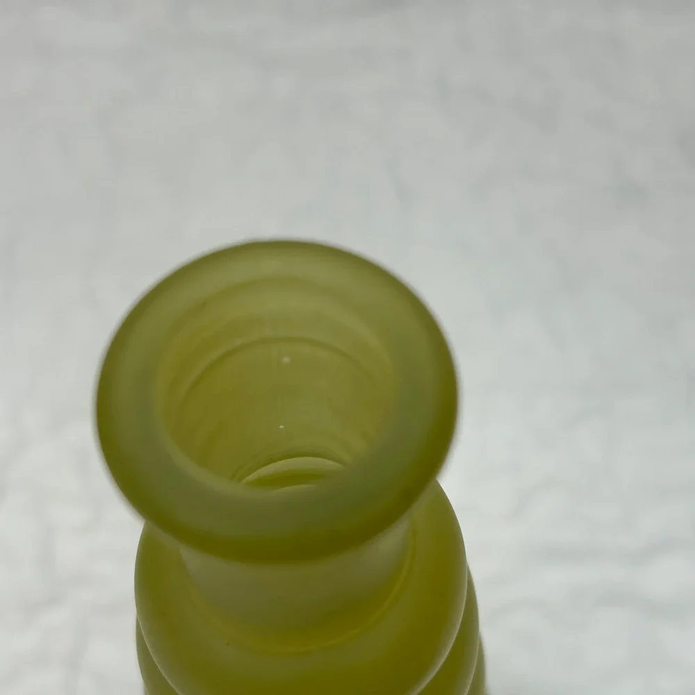 Vintage Art Glass Bubble Ribbed Bud Vases Lot 4 Green Yellow Frosted Mid Century